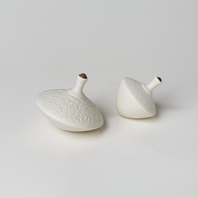 Ceramic decorative white spinning top