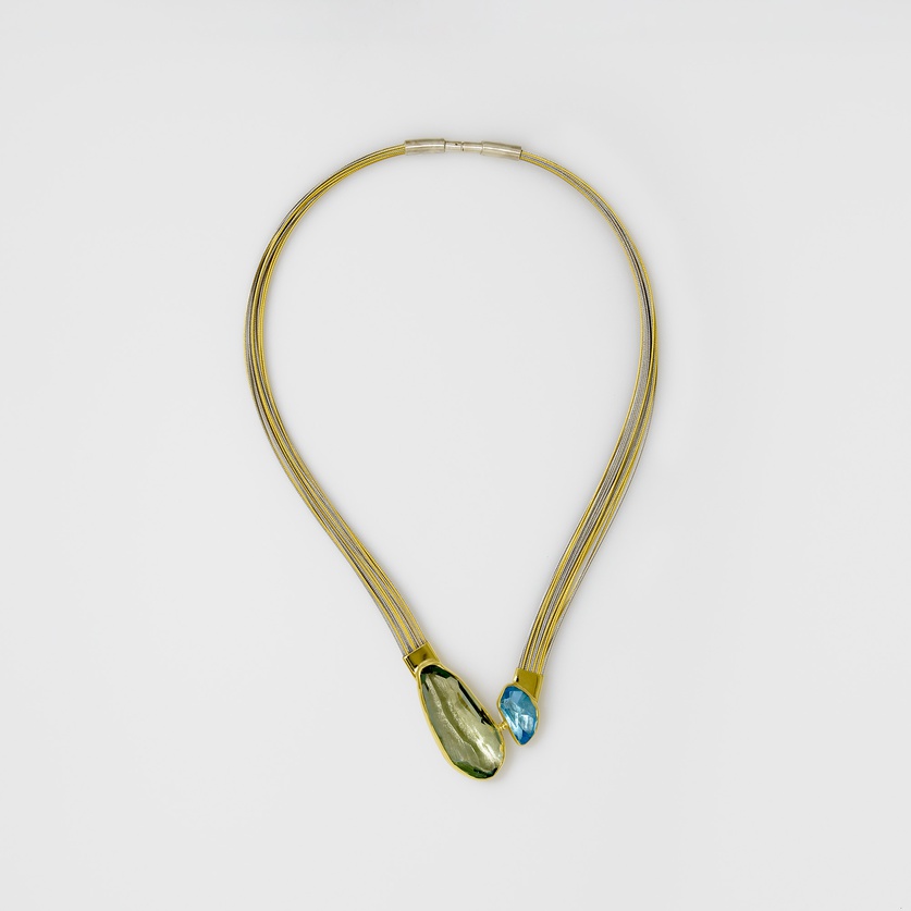 Exquisite green amethyst & aquamarine necklace