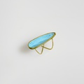 Outstanding long ring in gold and turquoise doublet stone