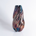 Captivating iridescent vase with striking curvature