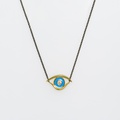 Evil eye pendant in gold with enamel and diamond