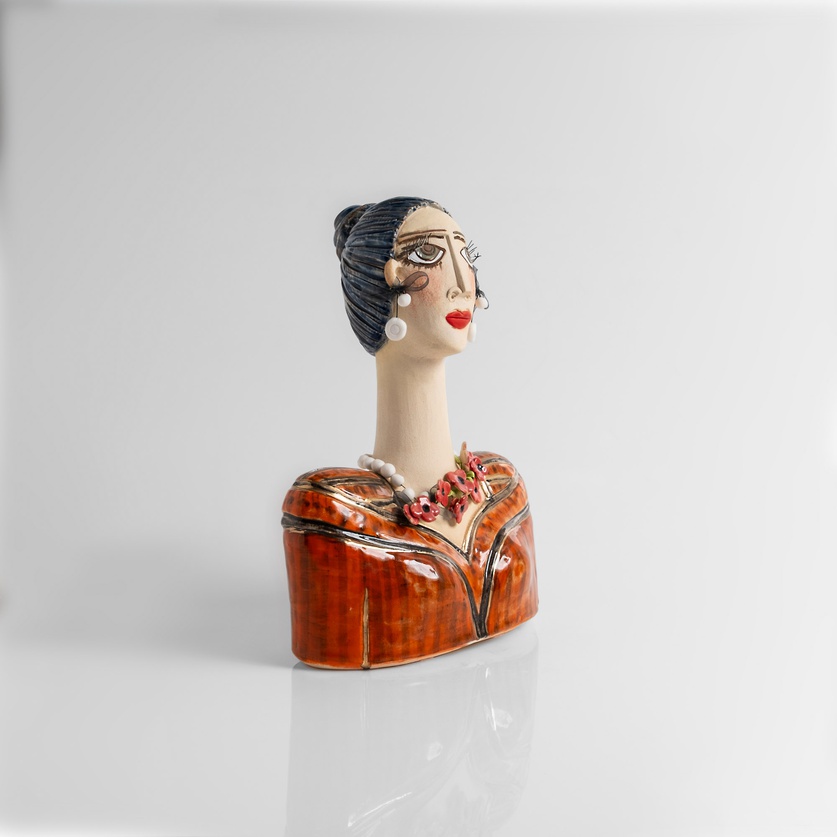 Ceramic Female Bust With Beautiful Necklace