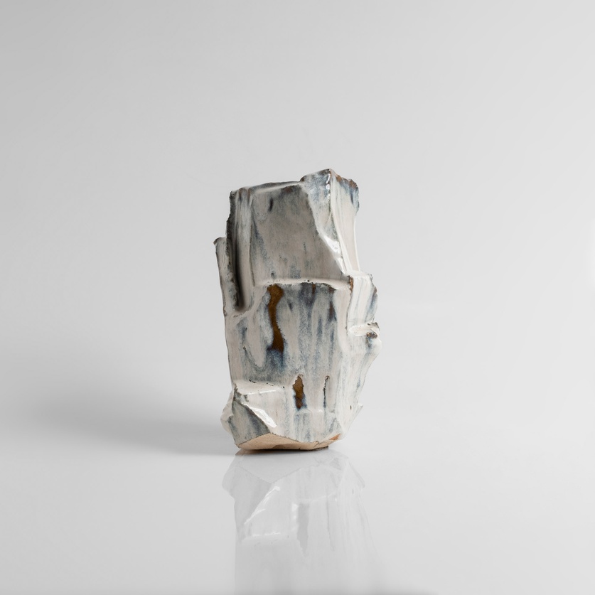 White Ceramic Vase With Irregular Shape