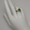 Silver and gold ring with malachite and diamonds