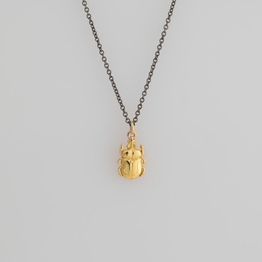 "Scarab" necklace in silver and gold