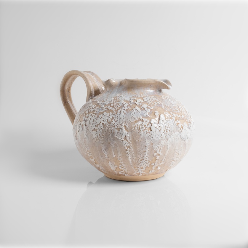 Ceramic pitcher with porcelain crackle finish