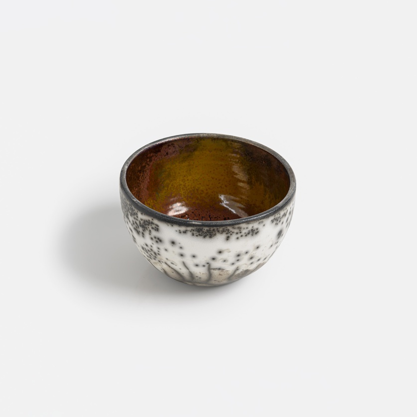 Decorative raku ceramic bowl