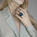 Εντυπωσιακό μαύρο & μπλε δαχτυλίδι σε τιτάνιο με διαμάντι
