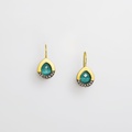 Silver and gold drop earrings with malachites and diamonds