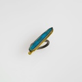 Outstanding ring in silver & gold with chrysocolla and diamond