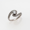 Contemporary White Gold Engagement Ring With Diamonds