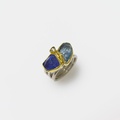 Εκπληκτικό δαχτυλίδι με aquamarine, τανζανίτη και καφέ διαμάντι
