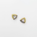 Triangular earrings in silver and gold with mother-of-pearl and diamonds