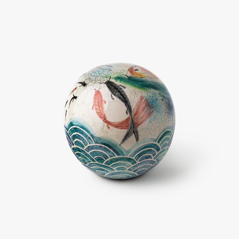 Large ceramic sphere with Koi fish