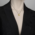 Heart shaped silver & gold necklace with diamond