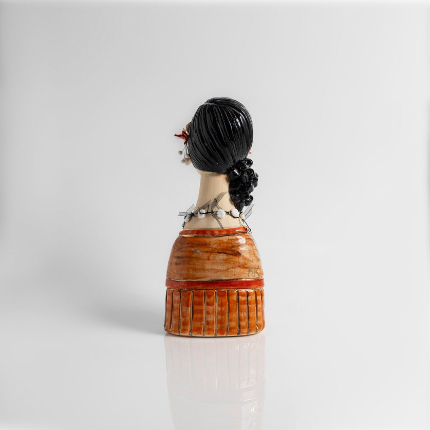 Ceramic Female Head With Eccentric Jewelry