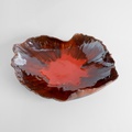 Red ceramic leaf-shaped platter