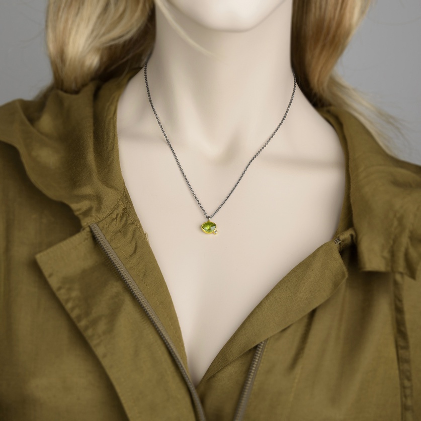 Peridot & diamond necklace