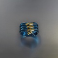 Blue titanium ring of contemporary design with gold (small size)