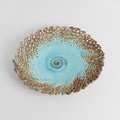 Turquoise perforated ceramic platter