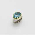 Εξαίσιο δαχτυλίδι με aquamarine σε ασήμι και χρυσό