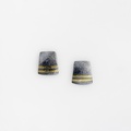 Square black silver earrings with 22K gold