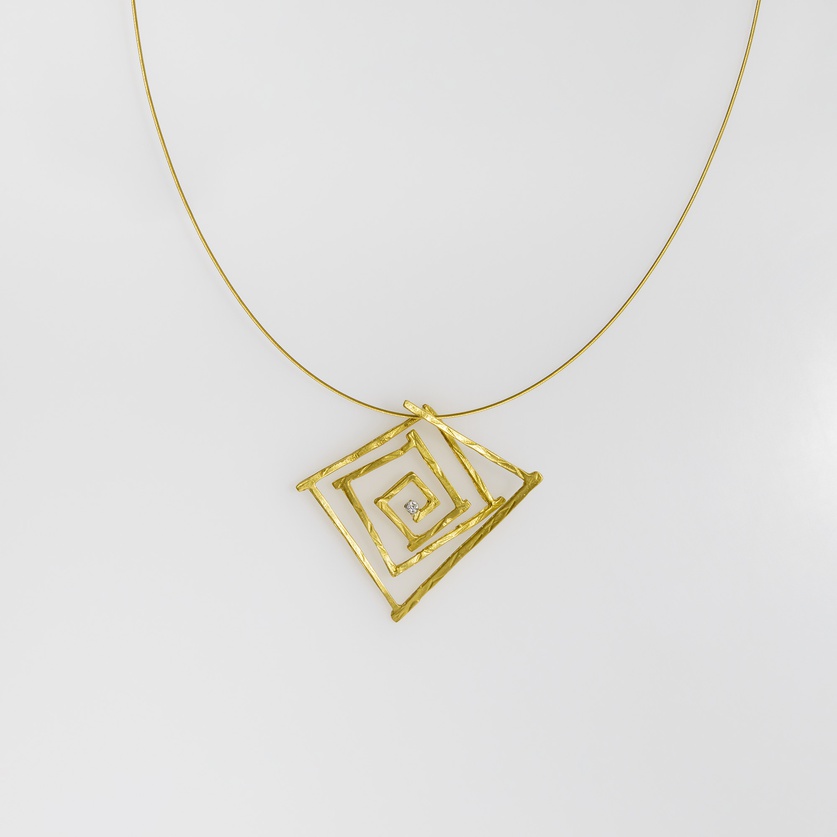 Pendant "Meander" in K18 gold with diamond (medium size)