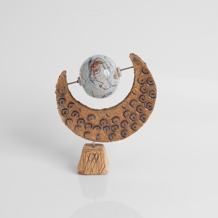 Globe and crescent moon