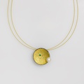 Round silver & gold pendant with pearl, tsavorite & diamonds