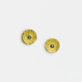 Round stud earrings in silver and gold with aquamarines