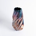 Captivating iridescent vase with striking curvature