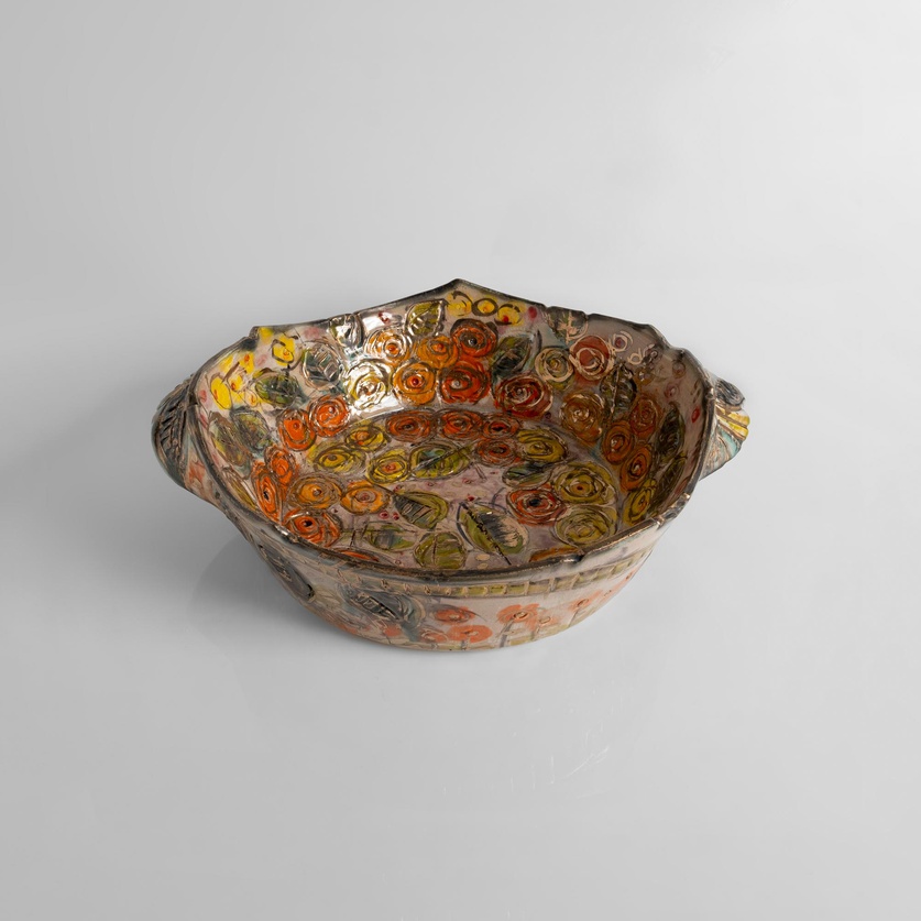 Large ceramic bowl with handles