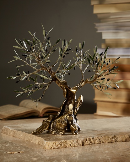 Amazing bronze century-old olive tree