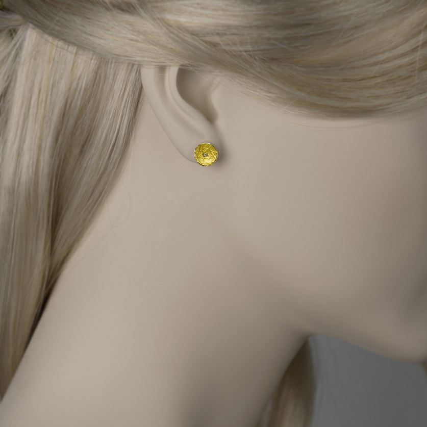 Στρογγυλά σκουλαρίκια σε ασήμι & χρυσό με μικρά διαμάντια