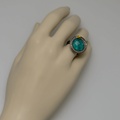 Fabulous silver ring with details in gold, malachite and diamonds
