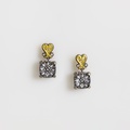 Classic earrings in silver and gold with engraved quartz and topaz