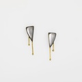 Artistic stud earrings in silver and gold with mother-of-pearl doublet stones
