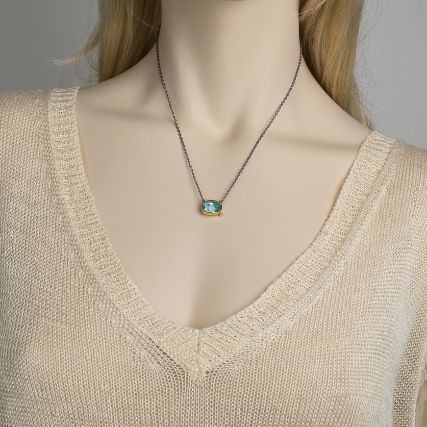 Aquamarine & diamond necklace