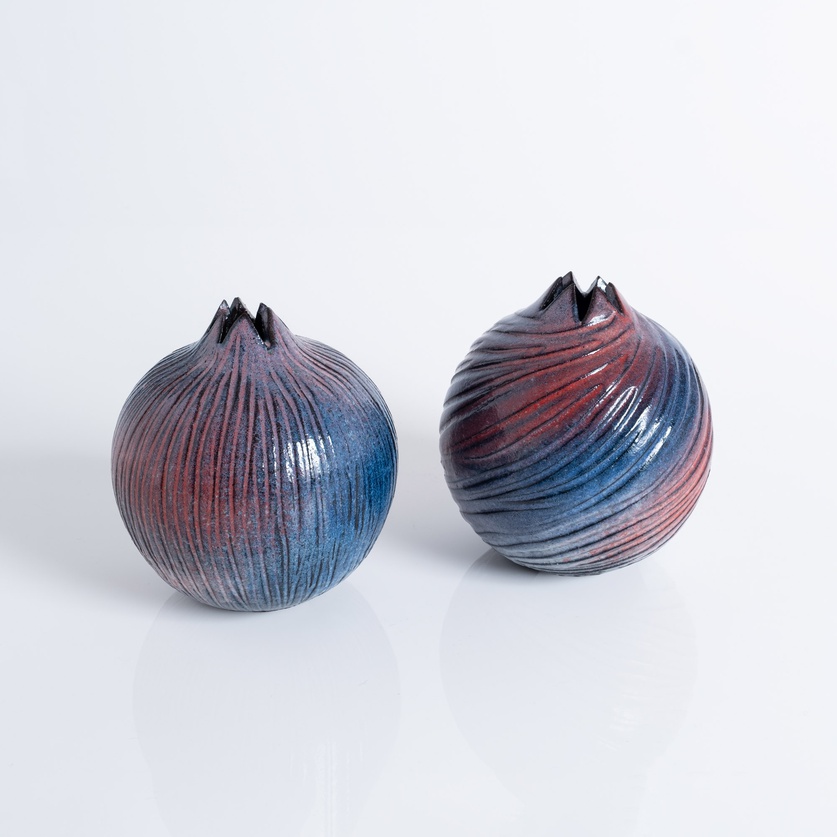 Carved ceramic pomegranate