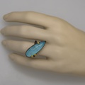 Ring "Ocean" in silver and gold with doublet aquamarine stone