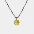 Round silver & gold pendant with diamond and chain