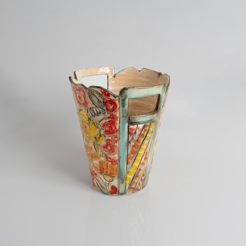 Ceramic vase with handles