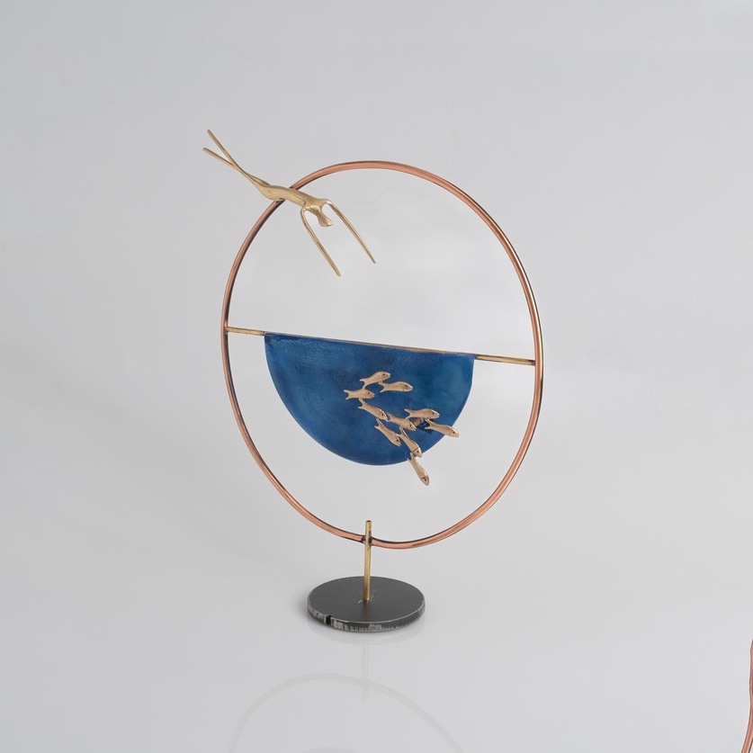 Swimmer and fishes
