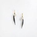 Earrings "leaves" in silver and gold with pearl