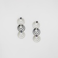 Orbit design drop earrings in sterling silver & pearls