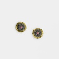 Earrings "Wheels" in silver, gold inlay and rubies