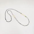 Modern long silver & gold necklace with aquamarine