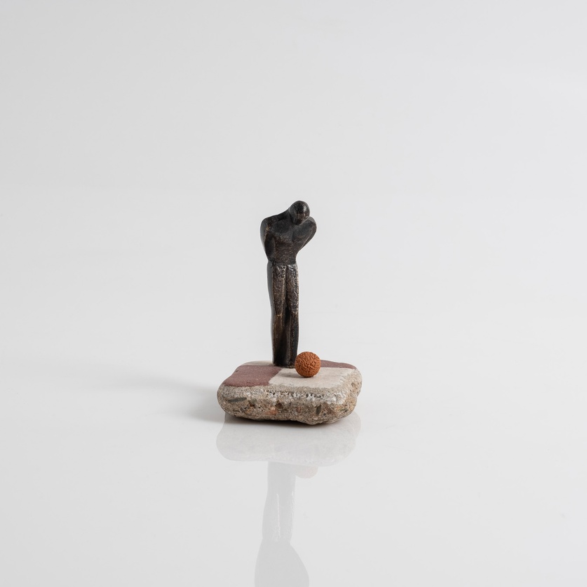 "Human Figure With Ball" Miniature Sculpture