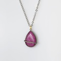 Romantic pendant in silver & gold with ruby doublet stone and diamonds