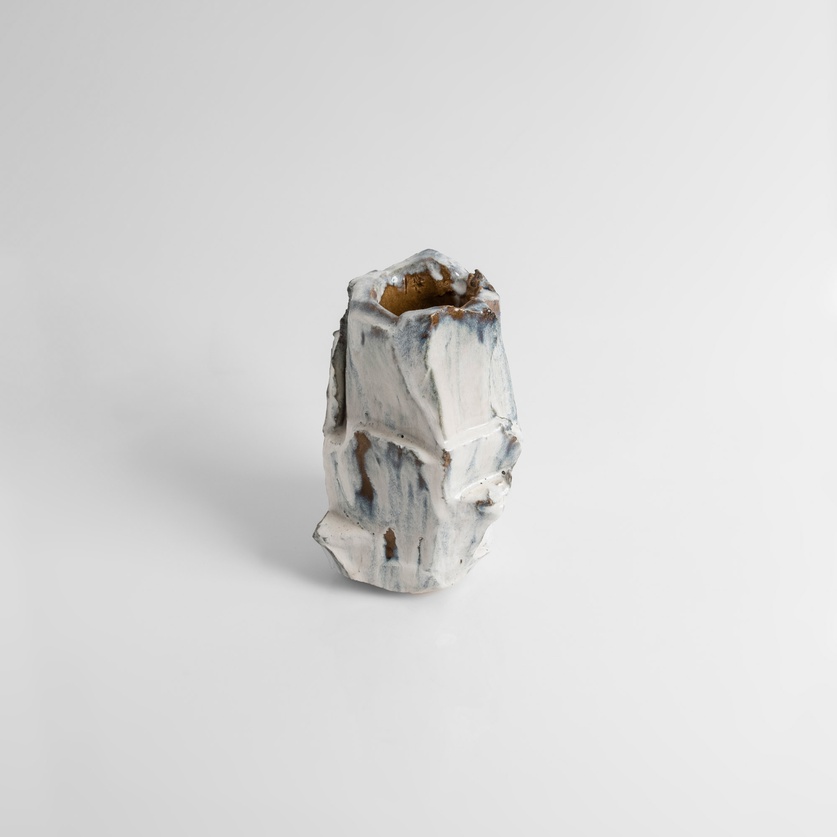 White Ceramic Vase With Irregular Shape